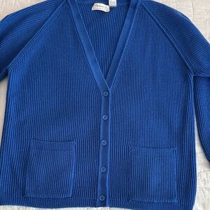 Pretty Blue Ribbed Women's Cardigan